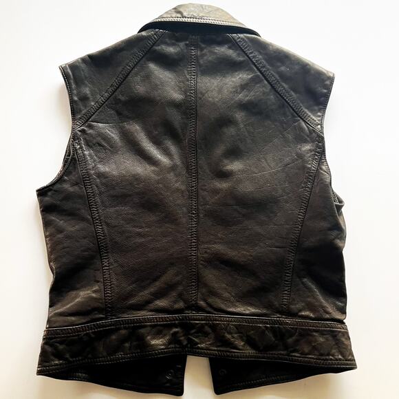 Burberry London Women’s Black 100% Italian Buffalo Leather Button-Up Vest Sz 6 - Picture 4 of 16